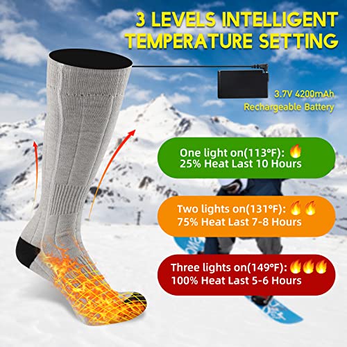 Heated Socks For Men Women-4200Mah Rechargeable Battery Operated Electric Heated Socks-Foot Warmer Thermal Socks With Washing Bag For Hunting Camping Skiing Winter Sports Outdoors #TOP1