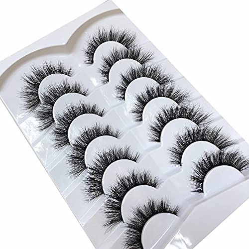 Pooplunch False Eyelashes Cat Eye Look Natural Fluffy Lashes Wispy Short Fake Eyelashes Faux Mink Lashes 7 Pairs Multipack #TOP7