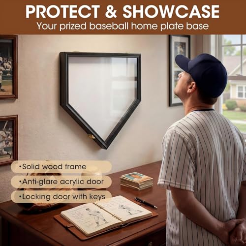 Full Size Baseball Home Plate Base Display Case, Lockable Door & Wall Mount by Geelin - Used condition - Image 2