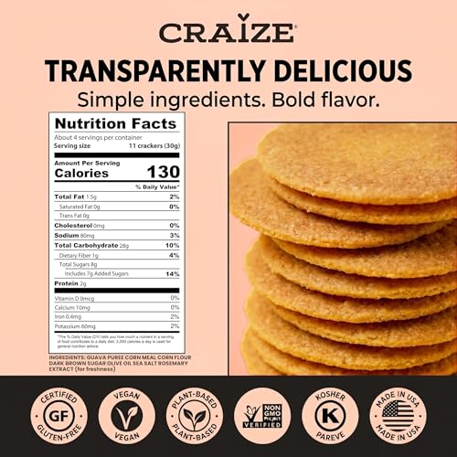 Craize Guava Crisps | Gluten Free, Vegan, Kosher, Toasted Corn Crackers | 4 oz each - image 2