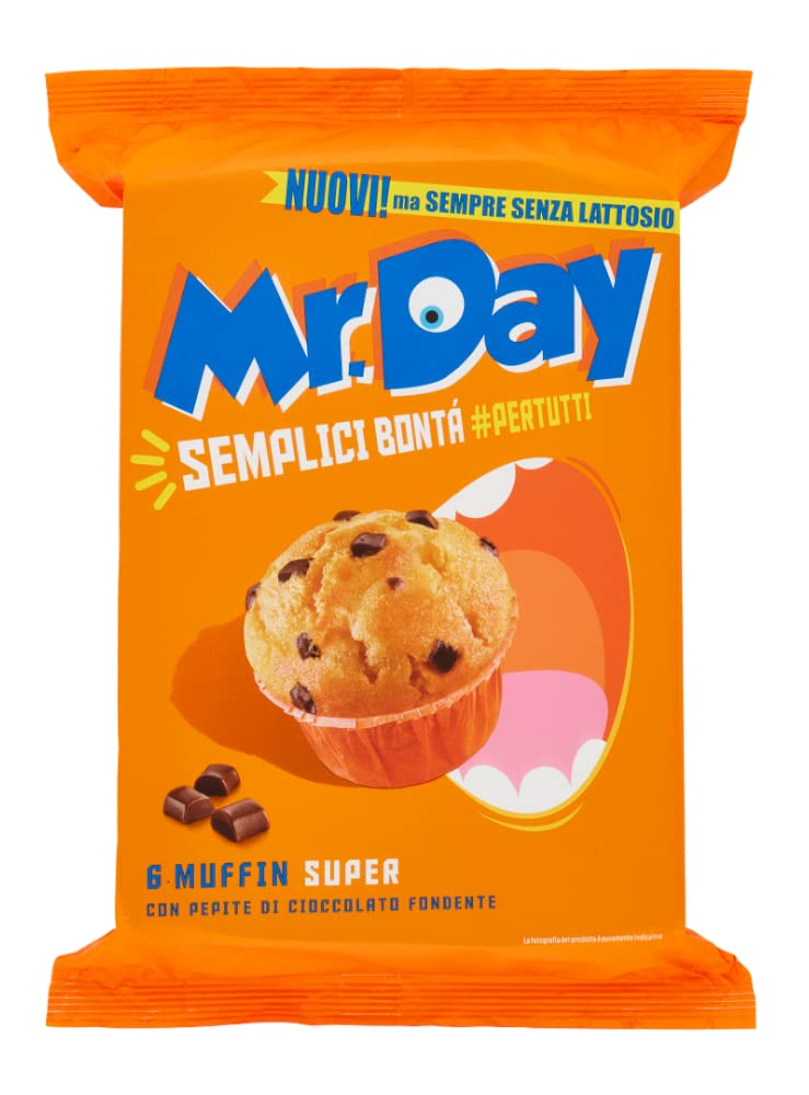 7X Mr. Day Muffin con Pepite di Cioccolato Fondente Senza Lattosio (Lactose Free) 300g [CAIYA® BOX da 7 Confezioni]