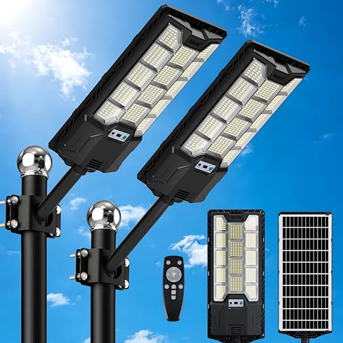 Feltar Solar Street Light – Outdoor Waterproof Motion Sensor, High Lumen, for Parking, Yard, Path, Driveway, Farm (2 Pack) by Feltar - Used condition - US$72.64