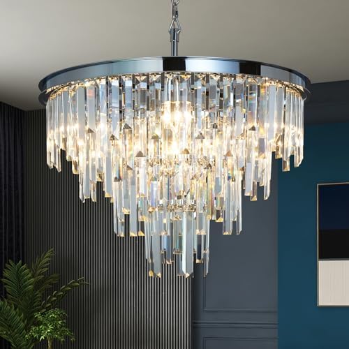 24'' Chrome Top K9 Crystal Chandelier Modern Lighting Fixture, 9 ...