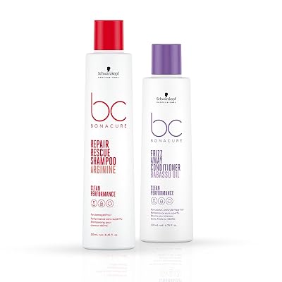 Schwarzkopf Professional Bonacure Repair Rescue Shampoo, 250 ml and Bonacure Frizz Away Babassu Oil Conditioner, 200 ml