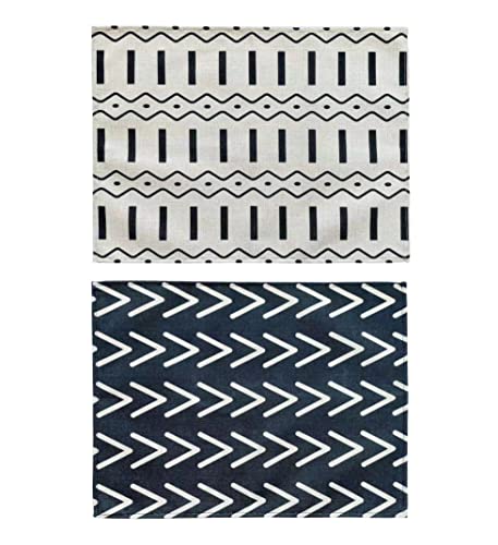 Freezh 2Pcs Black And White Theme Linen Placemat Non-Slip Heat-Resistant Washable Placemat For The Kitchen #TOP1