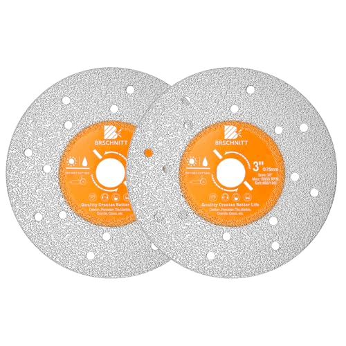 Rock Slab Grinding Disc - 3 inch Glass Cutter Disc (2pcs), Granite Cutting Disc, Diamond Grinder Wheel for Rock Slab, Stone, Tile, Marble, Granite, Glass Diamond Cutting Discs