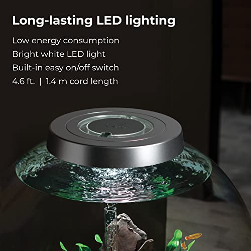 Image of biOrb Classic 60 Acrylic 16-Gallon Aquarium with White LED Lights Modern Tank for Tabletop Display, Silver