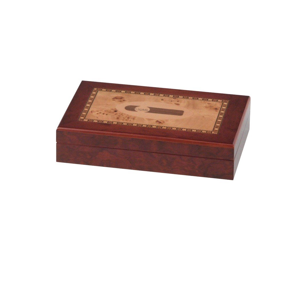 Humidor &apos quot;Cigar marquetería con acrílico Polímero de Humidifier y higrómetro para aprox. 10 cigarren