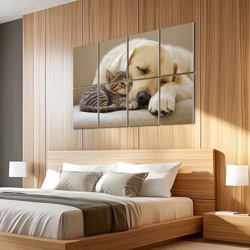 8 Paquetes de Paneles Acústicos Artísticos Autoadhesivos Amarillo Diseño Labrador, Gato Atigrado, Sofá, Paneles Decorativos para Pared, Absorbentes de Sonido 48"x32" para Oficina, Casa, Estudio miniatura 5