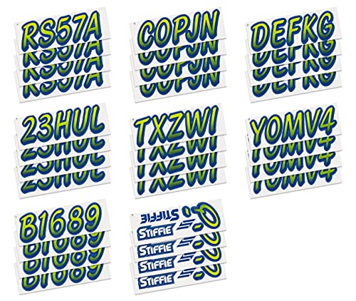 Image of STIFFIE Whipline Atomic Green /Navy 3 inch Boat & PWC Registration Decals • Numbers Letters Stickers