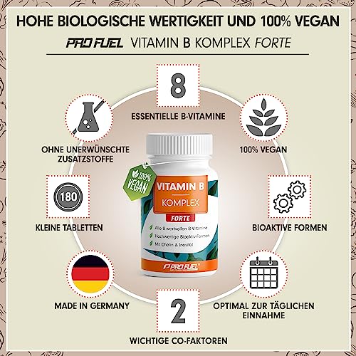 Vitamin B Komplex hochdosiert - 180 Tabletten - alle 8 B-Vitamine (B1, B2, B3, B5, B6, B7, B9, B12) + Co-Faktoren Cholin & Myo-Inositol - laborgeprüft mit Zertifikat - vegan - Vorrat für 6 Monate – Bild 3