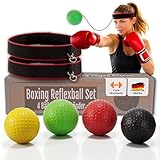 Premium Boxing Reflexball Set, 4 Bälle & 2 Stirnbänder, Reflexball für Box Training & Kickboxen, Boxball am Kopf für Reaktion & Workout Hochwertiges Box Equipment für jedes Level