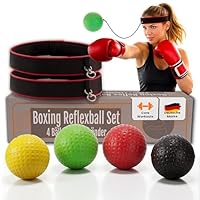 Premium Boxing Reflexball Set, 4 Bälle & 2 Stirnbänder, Reflexball für Box Training & Kickboxen, Boxball am Kopf für Reaktion & Workout Hochwertiges Box Equipment für jedes Level