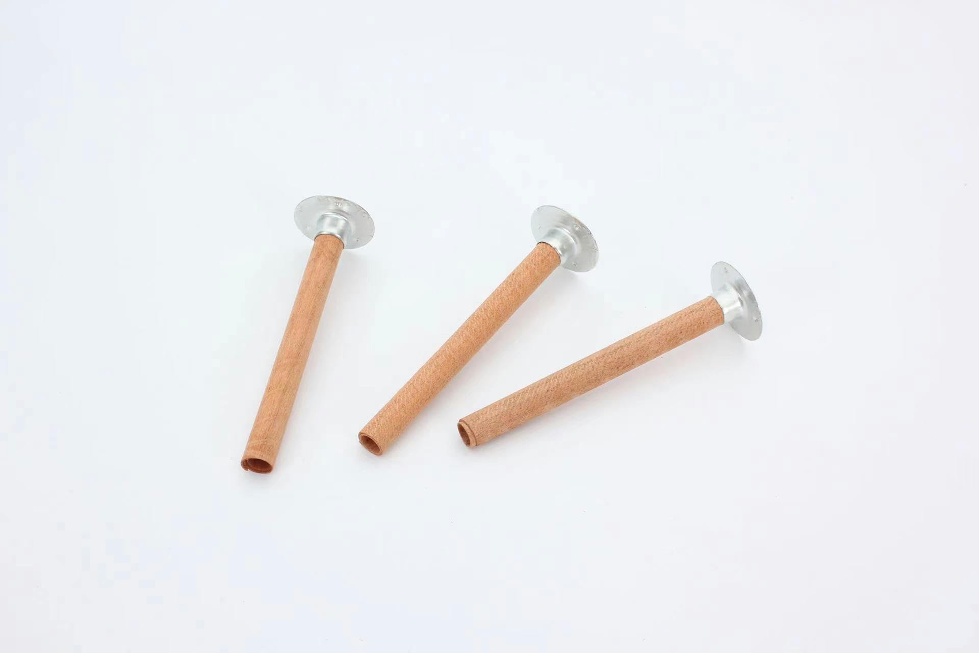10 Sets 60–120 mm große Dochte aus Holz in Rohrform zur Kerzenherstellung mit Dochthalter Metall for rauchfreie Sojakerzen, Crackle-Holz(15 * 120mm)