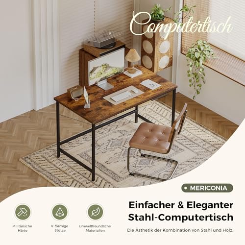 Mericonia Computertisch, 80 x 50 cm Kleiner Schreibtisch Studierschreibtisch für kleinen Raum, Moderner einfacher PC-Schreibtisch, Braun