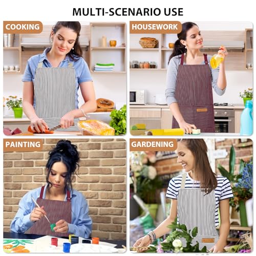 Image of VALOME 2 Pack Kitchen Aprons, Apron for Cooking with 2 Pockets, Unisex Adjustable Neck Strap Chef Aprons for Men Women