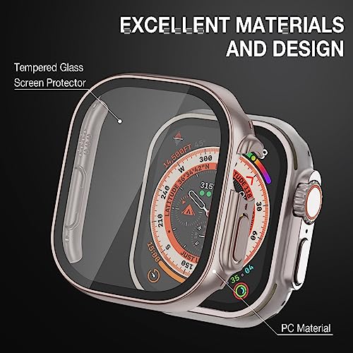 Image of Case Compatible with Apple Watch Ultra 50mm with Built-in Tempered Glass Screen Protector, All-Around Ultra-Thin Bumper Full Cover Hard PC Protective Case for iWatch, Original Rosegold