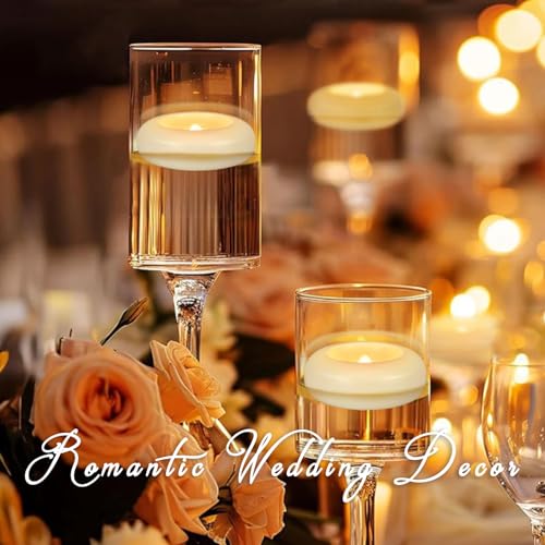 Image of 24-Pack 3 inch Water-Activated Floating Candles, Flameless LED Tea Lights with 120-Hour Battery Life, Waterproof & Unsinkable - Warm White Pool Decor for Wedding, Spa, Party
