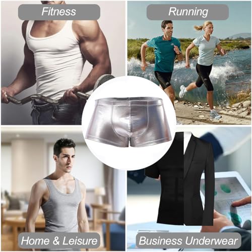 LuckyMoon Men's Shiny Boxer Shorts, Elastic Liquid Metallic Boxer Briefs, Low Waist Men's Sexy Boxer, Sparkly Hot Short Pants4