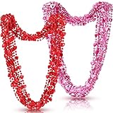 Batiyeer 100 Pieces Valentine's Day Beads Necklaces Bulk Heart Shaped Beads Necklaces Gift Valentine's Day Party Jewelry Set for Parade Throws Party Favors