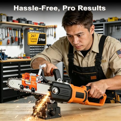 Image of Chainsaw Sharpener with 10 High Hardness Titanium Plated Diamond Bits, Universal Manual Portable Chainsaw Chain Sharpening Jig Kit Sharpener Tool for 4-22 Inch Chainsaws, Lumberjack, Gardener