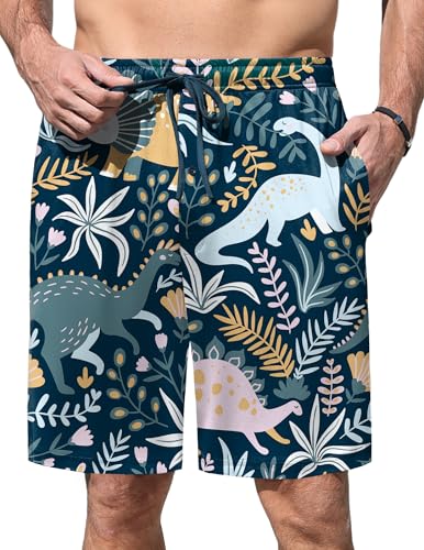 Image of Ekouaer Men's Pajama Shorts Soft Sleepwear Bottoms Elastic Waistband Loungewear Breathable Men Shorts with Pockets