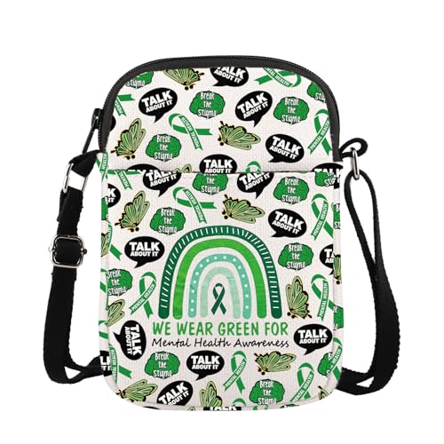 TOBGBE Positive Quotes Mental Health Awareness Gifts For Relieve Anxiety Crossbody Bag Psychologist Gratitude Gift