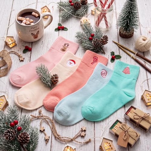 Image of Eurzom 10 Pairs Socks Womens Crew Elastic Ankle Length Cotton Socks Aesthetic Cute Lightweight Low Cut Gifts for Women