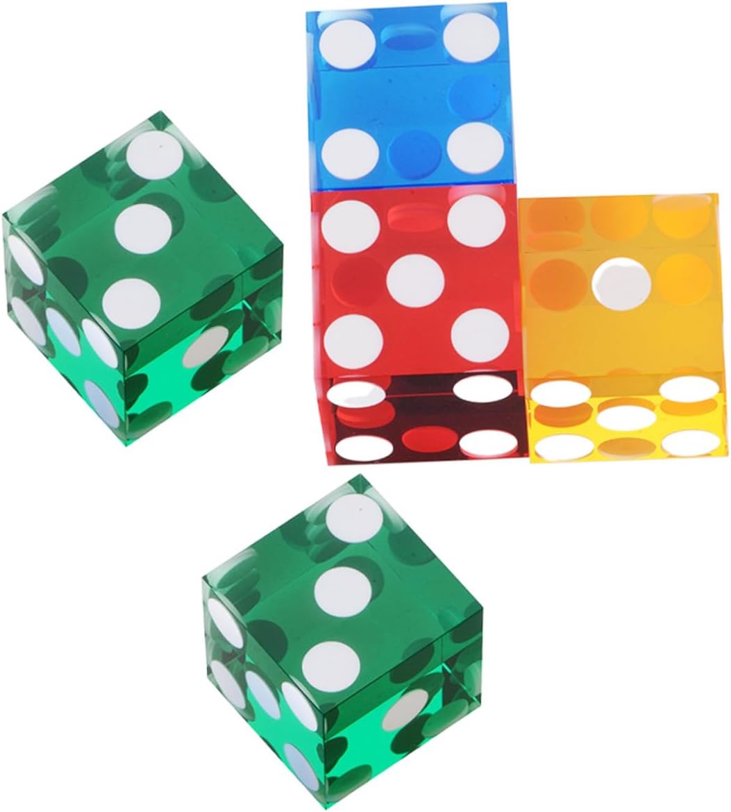 ORFOFE 5Pcs Precision Transparent Acrylic Dice with Sharp Right Angles and Portable Entertainment Point Dices for Party Games Family Gatherings Camping and Classroom Fun Random Color