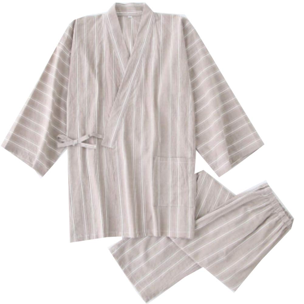 un-brand Kimono japonés para Hombre, Suelto, Informal, para el hogar, Pijamas, Ropa de Dormir, Talla L O38