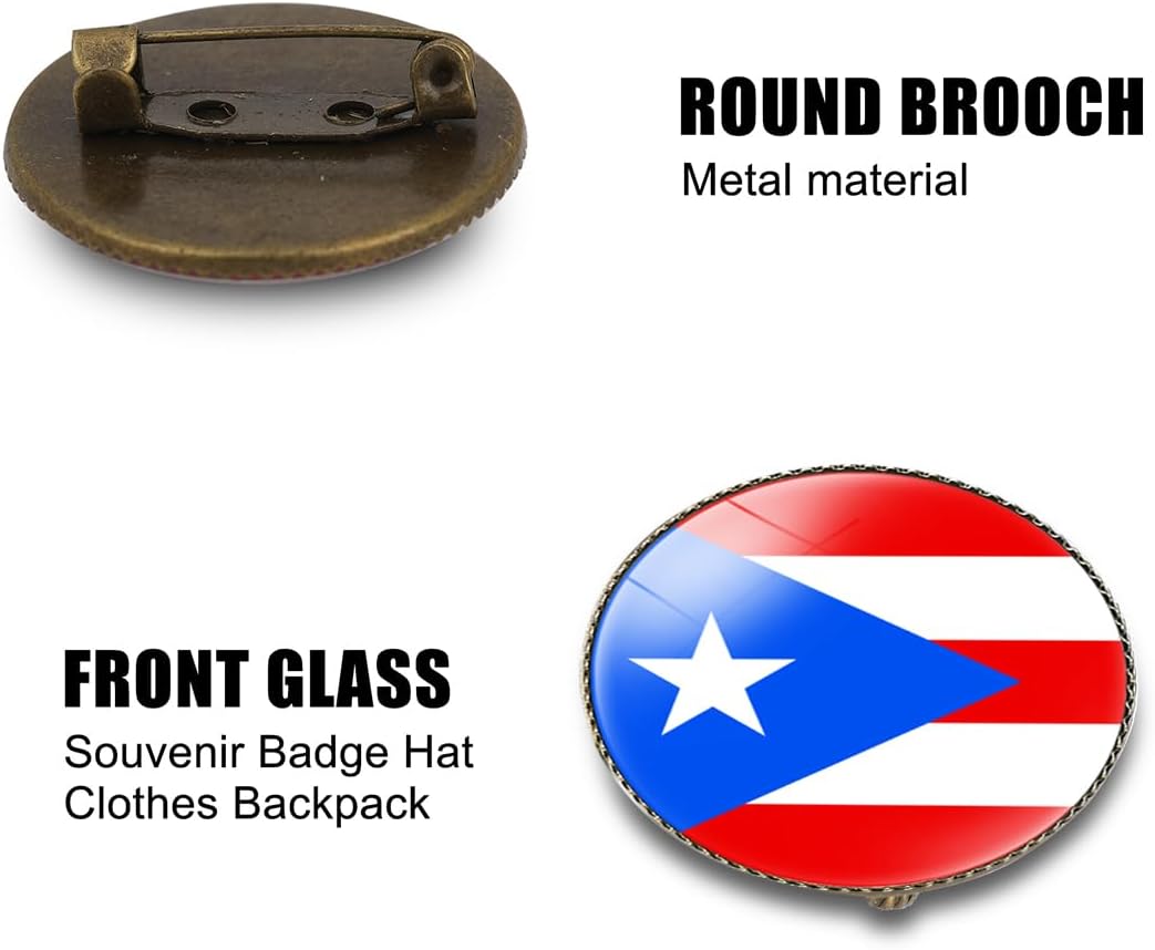 4 Pcs Puerto Rico Flag Pin Round 1 Inch, Lapel Pins Souvenir Badge for Hat Clothes Backpack,Puerto Ricans Flag Brooch Accessories Party Favors,Patriotic Pin Accessories for Men/Women - Image 3