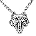 LZLYER Männer Halsketten Frauen Halsketten Einzigartiger Wolfskopf, Handgefertigtes Edelstahl-Amulett, Norwegische Mythologie Tierschmuck Mode