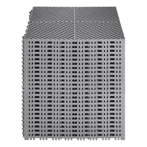 VEVOR Interlocking Drainage Mat, 15.7” x 15.7” Modular Interlocking Cushion, 24 Pcs Splicing Drainage Mats, Non-Slip PP Drainage Floor Tile and Shower Mat, for Garage, Garden, Kitchen & Outdoor, Gray by VEVOR - Image 2