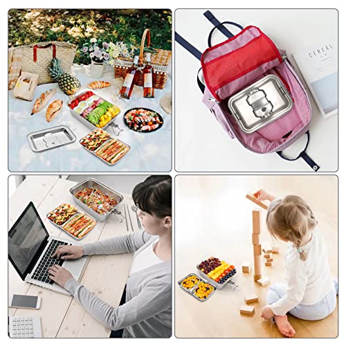 Double Layer Stainless Steel Bento Lunch Box - 1800Ml Leak Proof Container With Safety Latch, Chopsticks And Spoon Included. Perfect For Adults And Easy To Clean! Dishwasher Safe Metal Bento Box. #TOP4