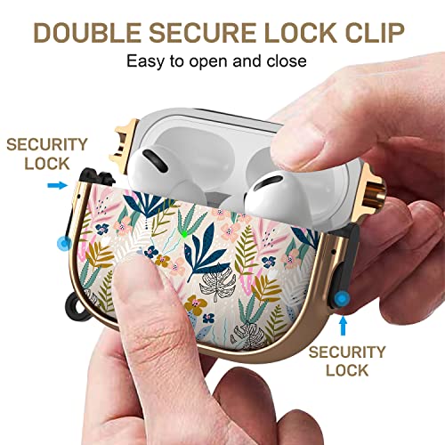 Image of Maxjoy for AirPods Pro 2nd /1st Generation Case with Lock, Cute AirPods Pro 2 Case Lock Protective Hard AirPod Pro Cover for Women Men with Keychain for Airpod Pro (2023 /2022 /2019), Leaf