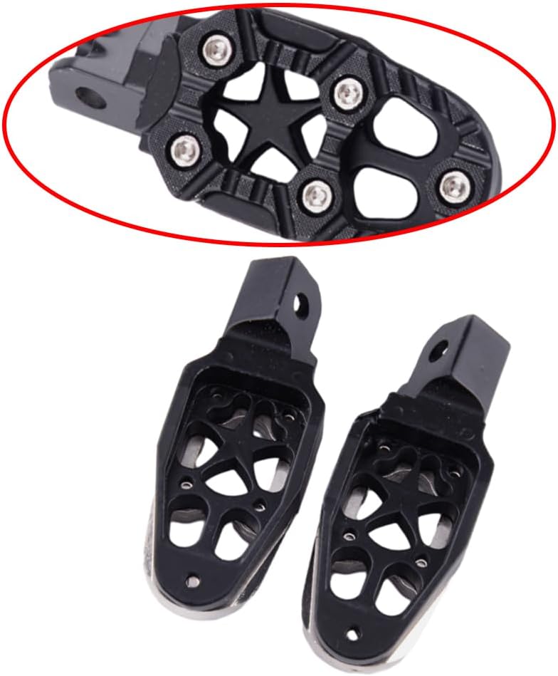 MACHSWON Motorcycle Peg, 1Pair Motorcycle Brake Pedal Pad Footrests Pedals Mounts Replacement, Compatible with Motorcycle with 8mm Mounting Hole Pegs (Black)