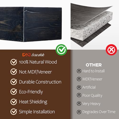 LXWZHK Fireplace Mantel Shelf, 66x8x5 Wooden Floating Shelf Over the Fireplace, Wall-Mounted Mantel Shelves, Rustic Floating Mantels Shelves, Black by LXWZHK - Image 5