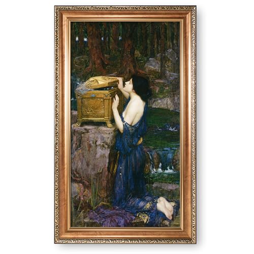 Pandora (1896) by John William Waterhouse The World Classic Art Reproductions,Framed Art for HomeDecor,Image Size:30x16 inches Luxurious Gold Embossing Framed Size:34.5x20.5 inchs