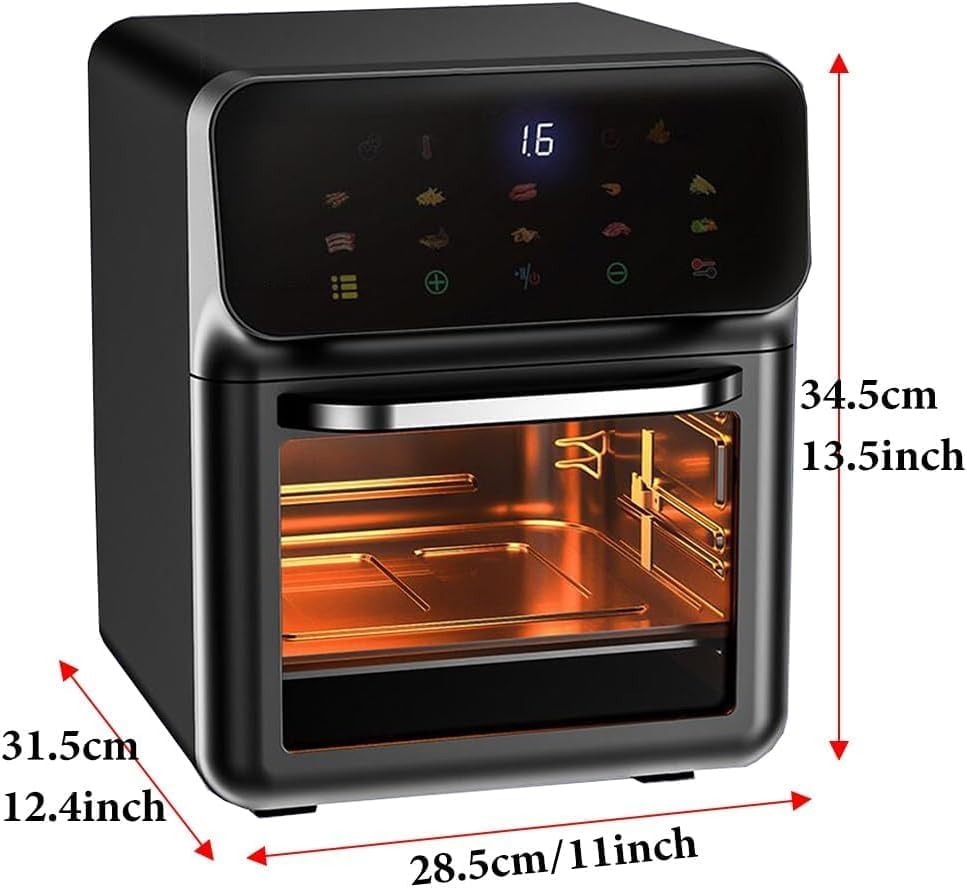 Miniatura 6 de Freidoras eléctricas de aire caliente Horno de convección Horno de freidora de aire Combo con asador 10 ajustes preestablecidos de pantalla táctil