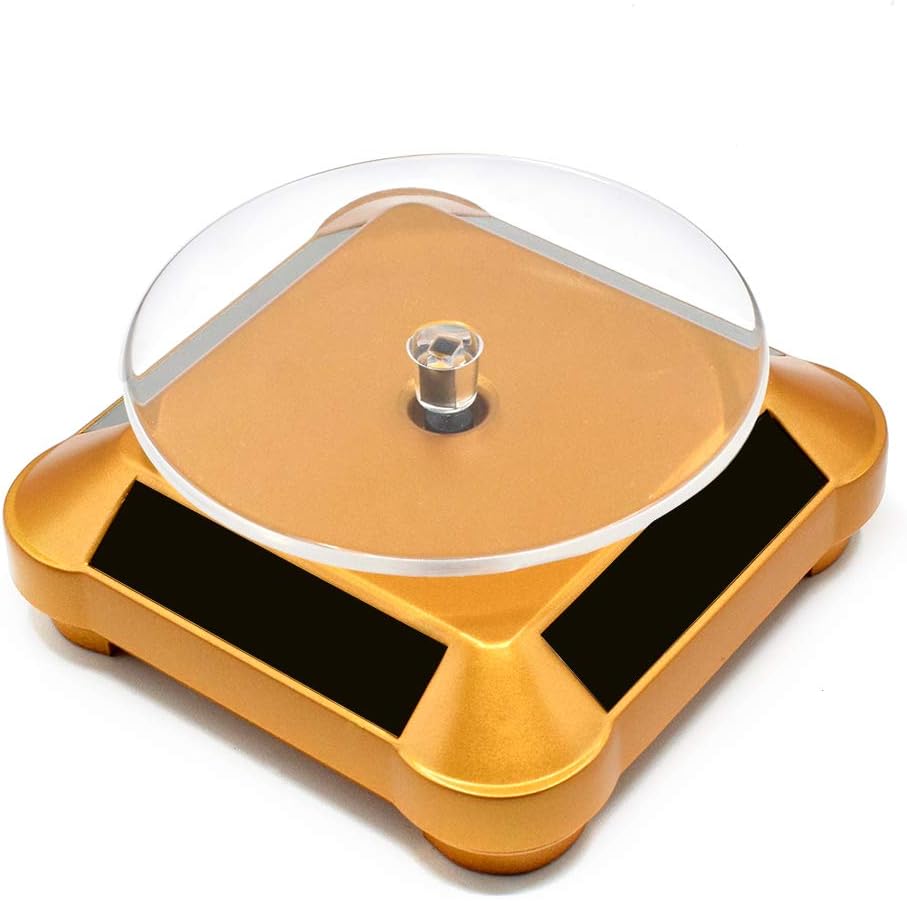 FASTTOBUY Solar Display Stand Turntable, Double Used Rotating Display for UV Resin Curing Light LCD/SLA/DLP 3D Printer Solar Power Jewelry Spinner Watch Hobby Collection Shelf