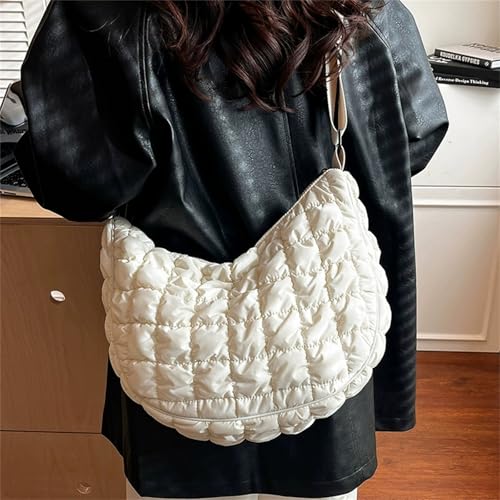 Image of Crescent Shoulder Bag Nylon Crossbody Bag for Women Nylon Hobo Bags Slouchy Sling Purse Dumpling Bags