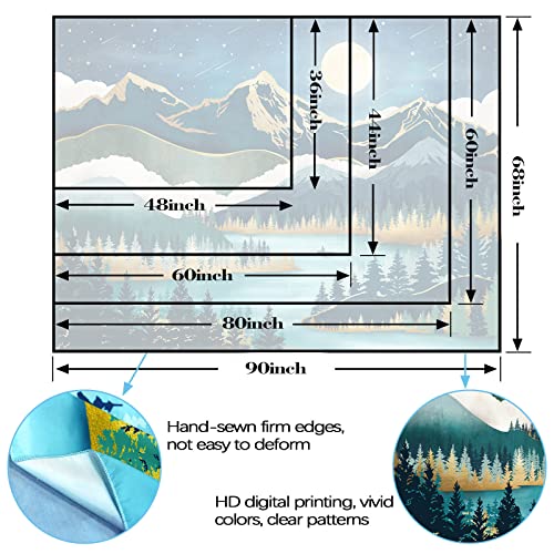 Accnicc Mountain Tapestry Nature Forest Tree Tapestries For Bedroom Aesthetic Starry Night Moon Stars Tapestrys Wall Hanging Teal Abstract Wall Tapestry For Dorm Living Room thumb #6