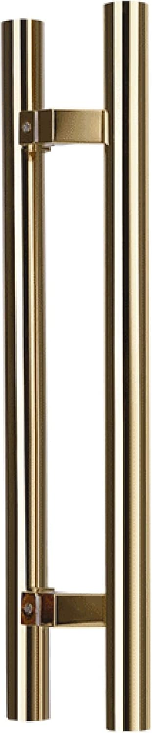 H-Shaped Sliding Door Handle Stainless Steel, Round Smooth Poles for Indoor Outdoor, Double-Sided Glass Handle Pull Set, 38mm Diameter, Easy to Install (Color : Gold, Size : 50cm/1