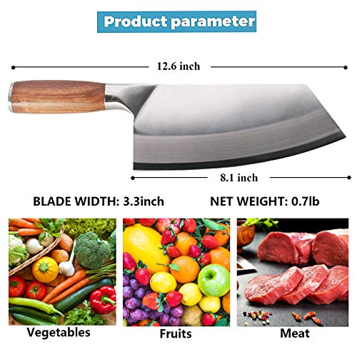 KITORY Vegetable Cleaver 7\" Kitchen Knife, Sharp Chinese Chef`s Chopping Butcher Knives High Carbon German Steel