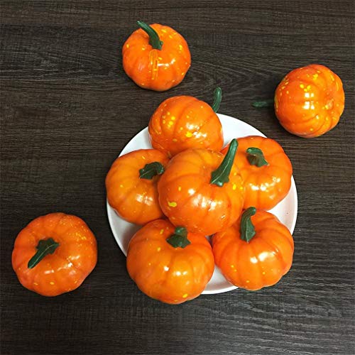 Image of Ulalaza 16Pcs Artificial Pumpkins Lifelike Fake Pumpkins for Fall Harvest Halloween Thanksgiving Party Decorating