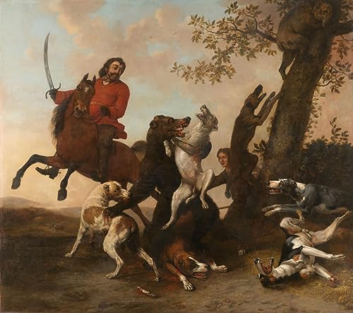 Impression sur toile de maître peinture murale chasse animaux Paulus Potter 60x90cm