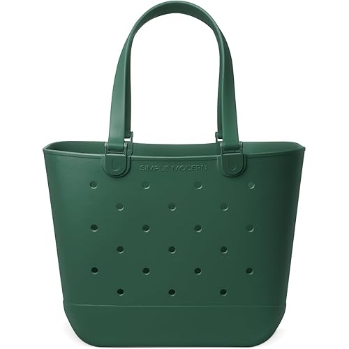 Simple Modern Extra-Large Beach Bag | Waterproof Getaway Rubber Tote with Zipper Pocket for Travel, Pool, Boat, Groceries, Sports | Forest