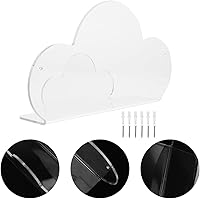 Vista 6 de Zerodeko Estante de pared flotante de acrílico de 11.8 x 6.5 x 2.7 pulgadas, organizador de baño decorativo, sin taladro, soporte para cepillo