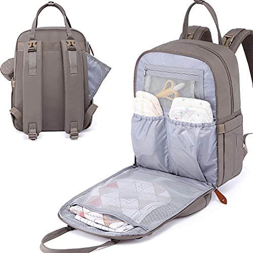 Babbleroo BBR139-KHAKI Unisex Baby Essentials Backpack - Khaki, Waterproof Diaper Bag With Changing Pad, Stroller Straps & Pacifier Case thumb #6