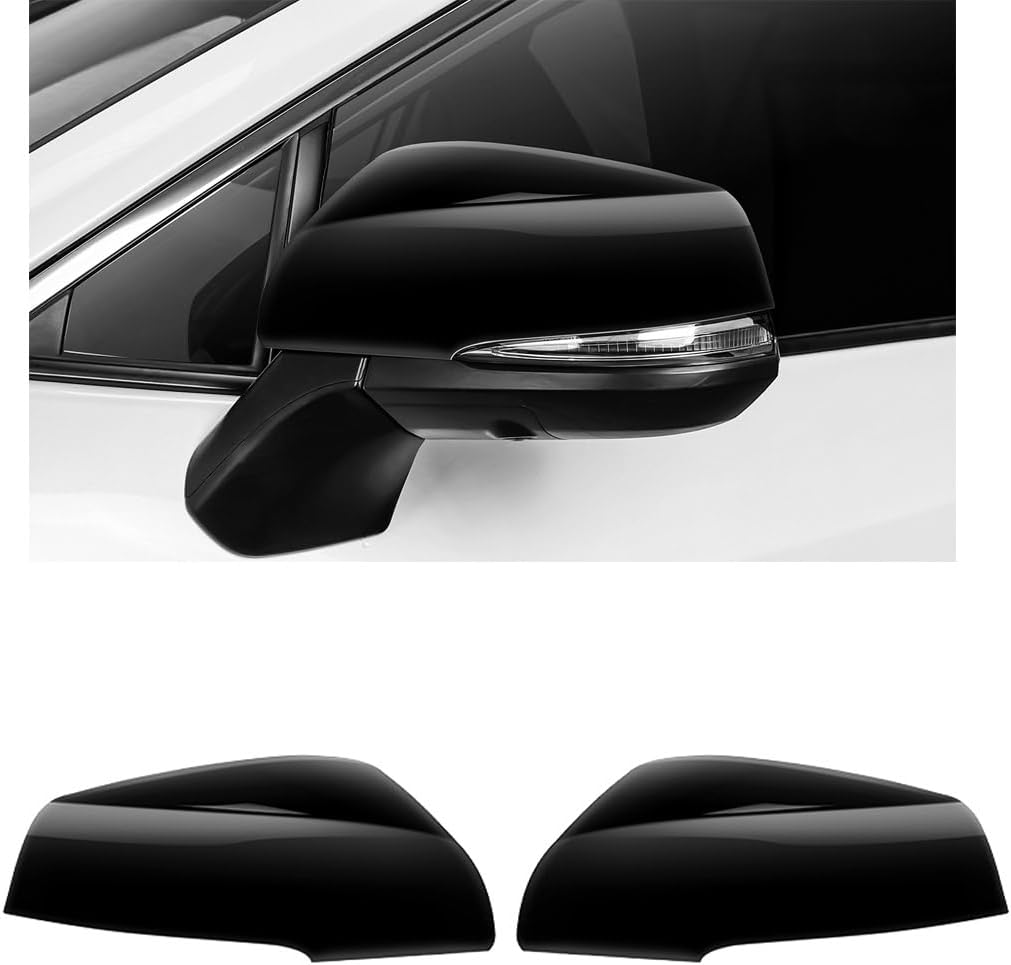 Car Side Rearview Mirror Cover Compatible with Toyota RAV4 2019-2024,Corolla 2019-2024,Sienna 2021-2024 Accessories (Glossy Black)